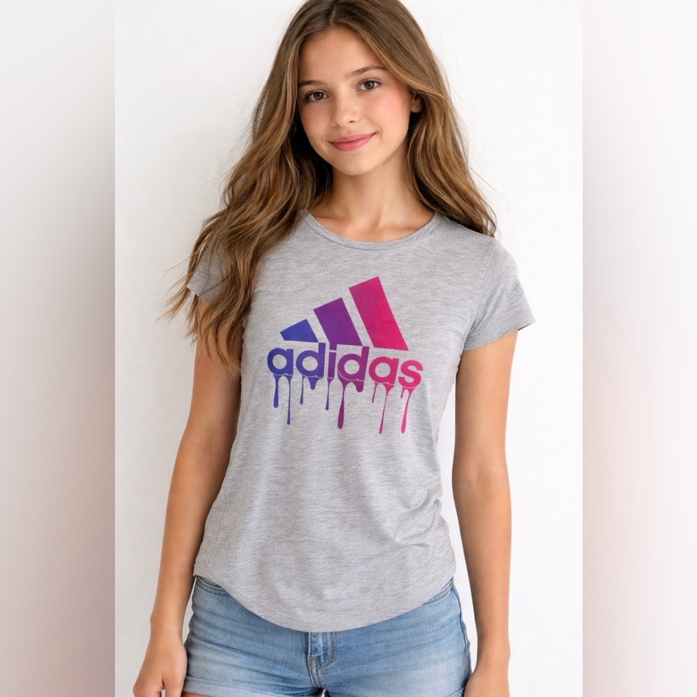 Adidas Heather Gray Tee - Girls 14